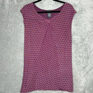 Covington XL Tank Top Shirt Purple Geometric Sleeveless Round Neck Sheer Stretch